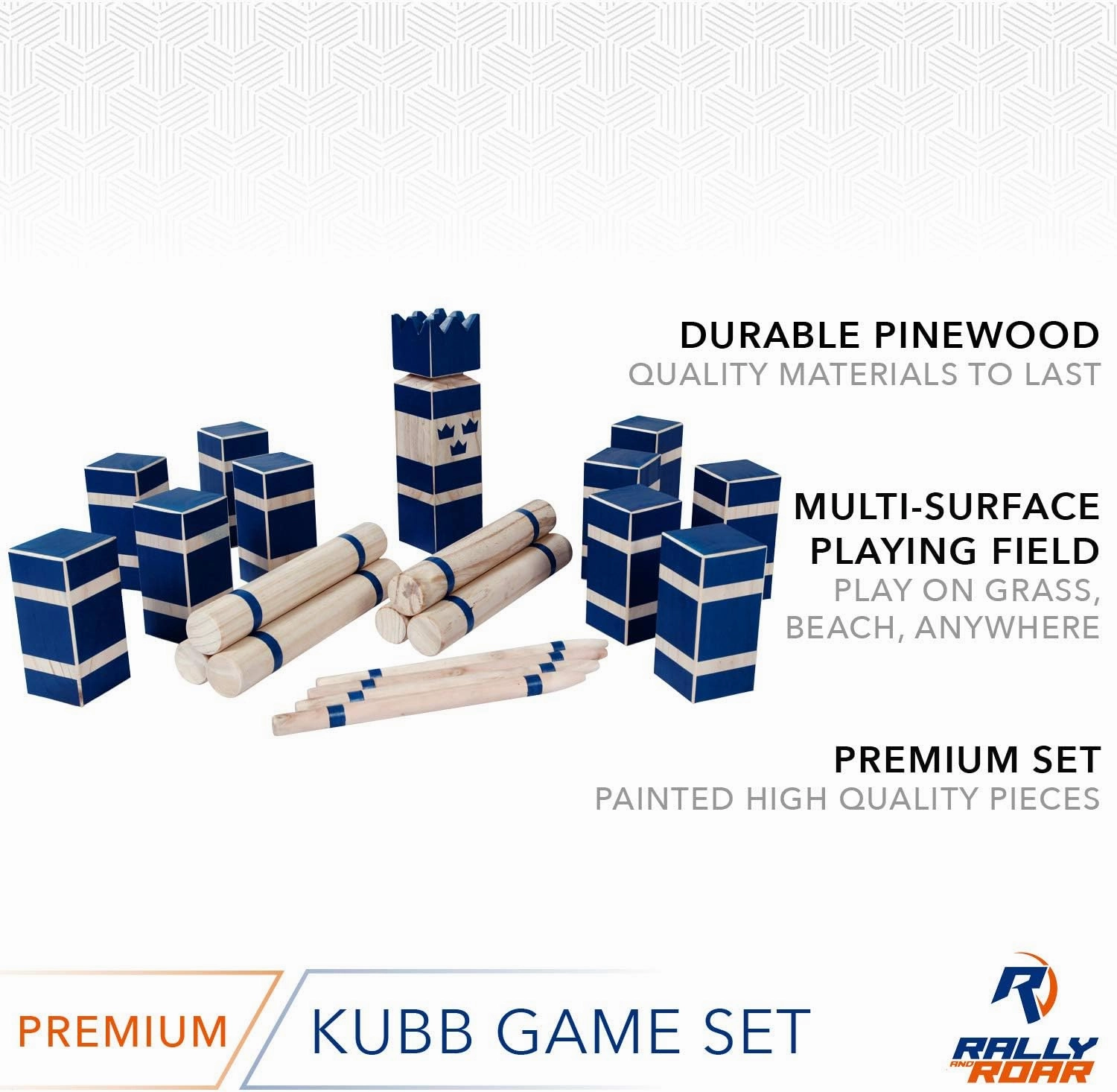 Kubb Yard Game Set - Rubberwood or Pinewood - Fun, Interactive Outdoor Family Games - Durable Blocks with Travel Bag