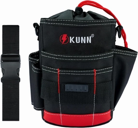 KUNN Electrician Tool Pouch, Drawstring Closure Tool Belt Pouches with Belt Clip for Carpenter, Construction, HVAC
