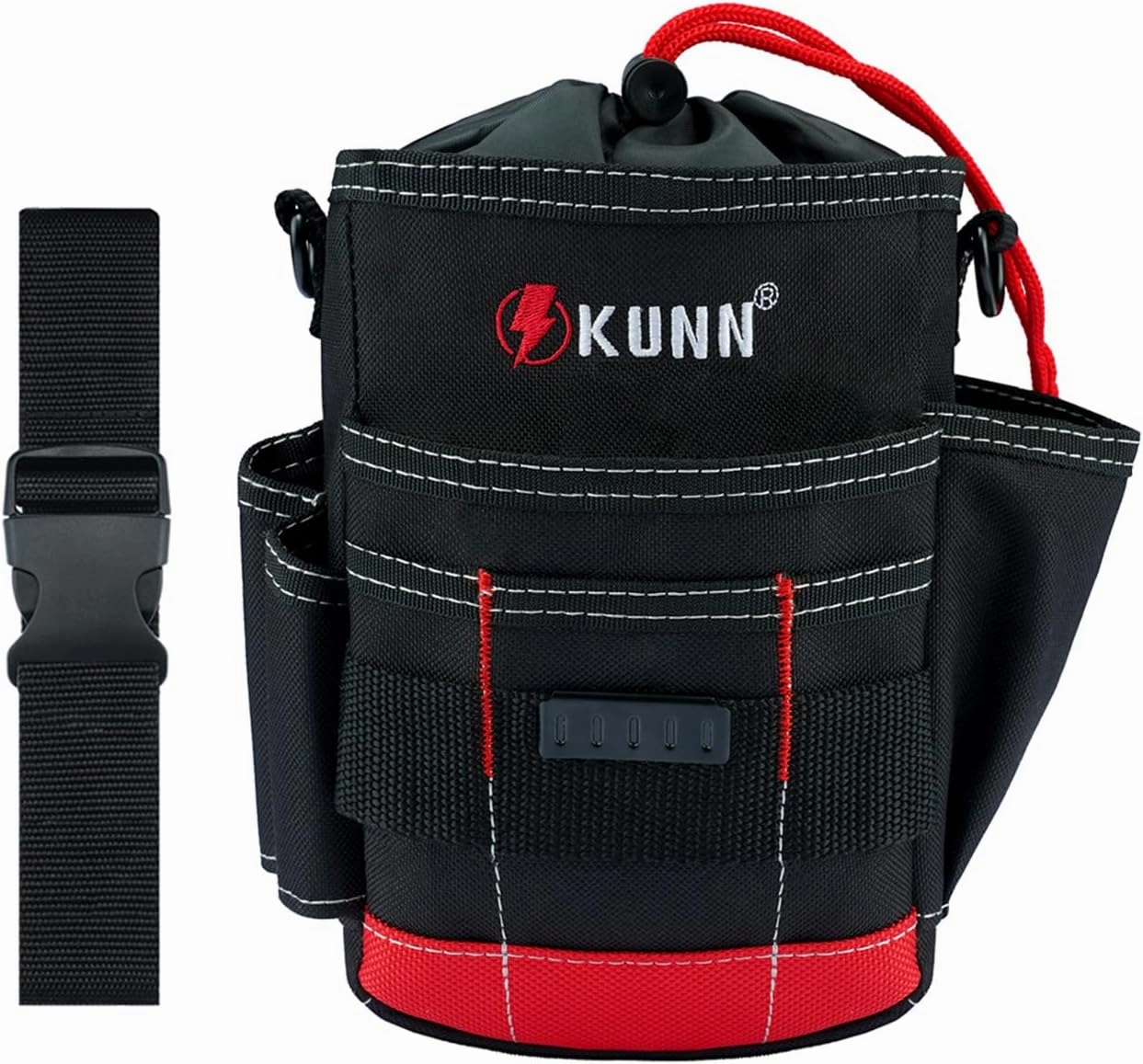 KUNN Electrician Tool Pouch, Drawstring Closure Tool Belt Pouches with Belt Clip for Carpenter, Construction, HVAC