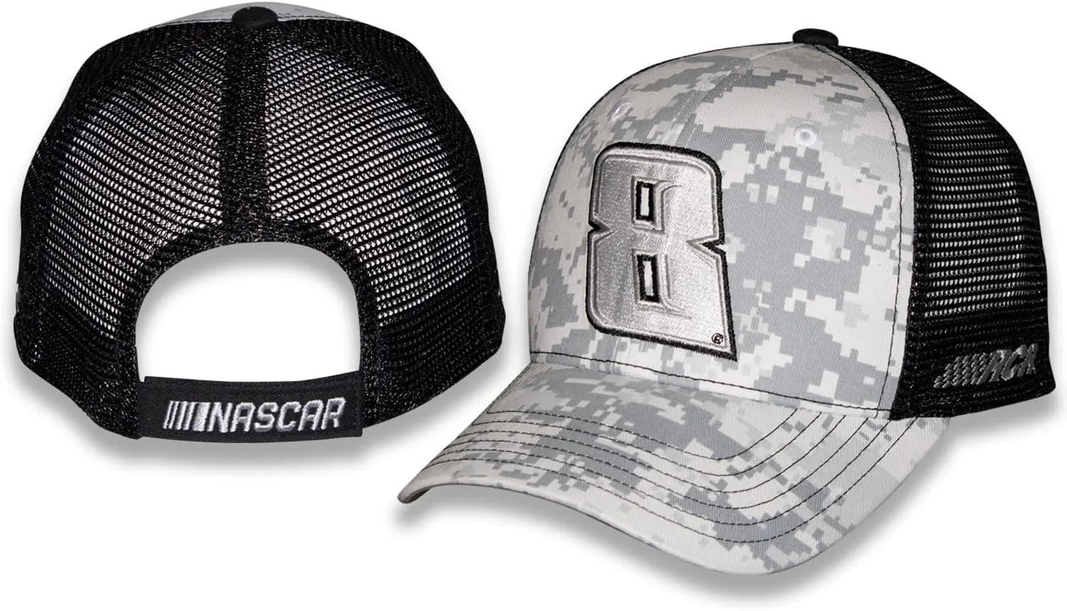 Kyle Busch #8 NASCAR 2025 Digital Camo Gray Racing Trucker Mesh Hat