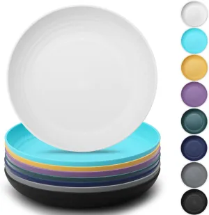 Kyraton Large Deep Plastic Plates 8 Pieces, 9 Inch Dinner Plates, Unbreakable And Reusable Light Weight Dinner Plates Pasta and Dumpling Bowl Microwave Safe