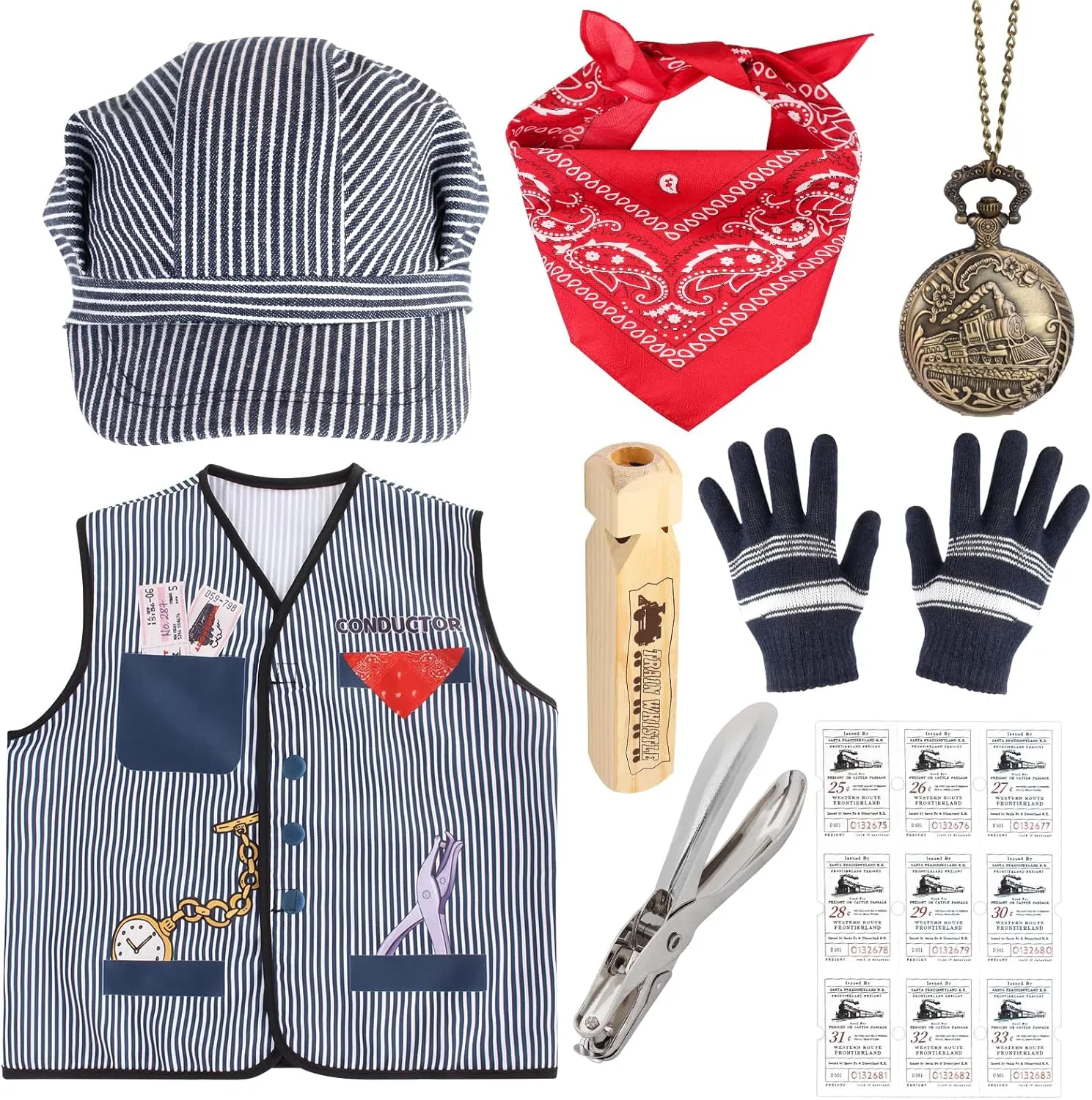 Kyson Kids Train Engineer Costume Train Conductor Dress Up Kit for Train Themed Birthday Party Halloween Dress Up Career Day
