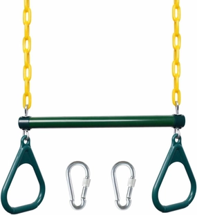 LadyRosian Gym Rings Trapeze Swing Bar 17", Heavy Duty Chain Swing Set, Gym Accessories with Locking Carabiners, 47'' Swing Chains, Monkey Bars for Backyard