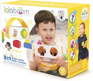 Lalaboom - 3-in-1 Shape Sorter and Balance Toy - Montessori Education Shapes and Colors and Construction Game - 10 Months to 4 Years Old - BL810, 16 Pieces