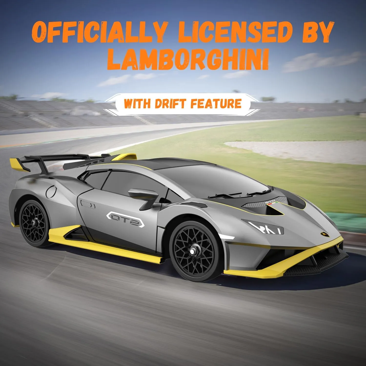 Lamborghini Remote Control Car for Boys 8-12, 1:18 Scale Official Licensed Lamborghini Toy Car, 2.4Ghz RC Drift Car Toys for Adults Boys 4-7 Kids Birthday Gift Ideas, Drift RC Cars (Grey)