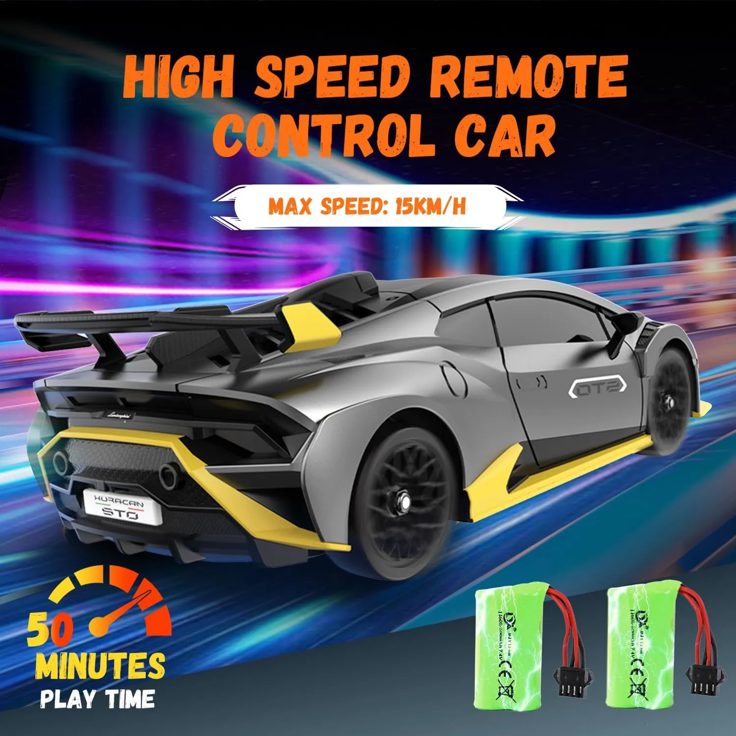 Lamborghini Remote Control Car for Boys 8-12, 1:18 Scale Official Licensed Lamborghini Toy Car, 2.4Ghz RC Drift Car Toys for Adults Boys 4-7 Kids Birthday Gift Ideas, Drift RC Cars (Grey)