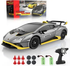 Lamborghini Remote Control Car for Boys 8-12, 1:18 Scale Official Licensed Lamborghini Toy Car, 2.4Ghz RC Drift Car Toys for Adults Boys 4-7 Kids Birthday Gift Ideas, Drift RC Cars (Grey)