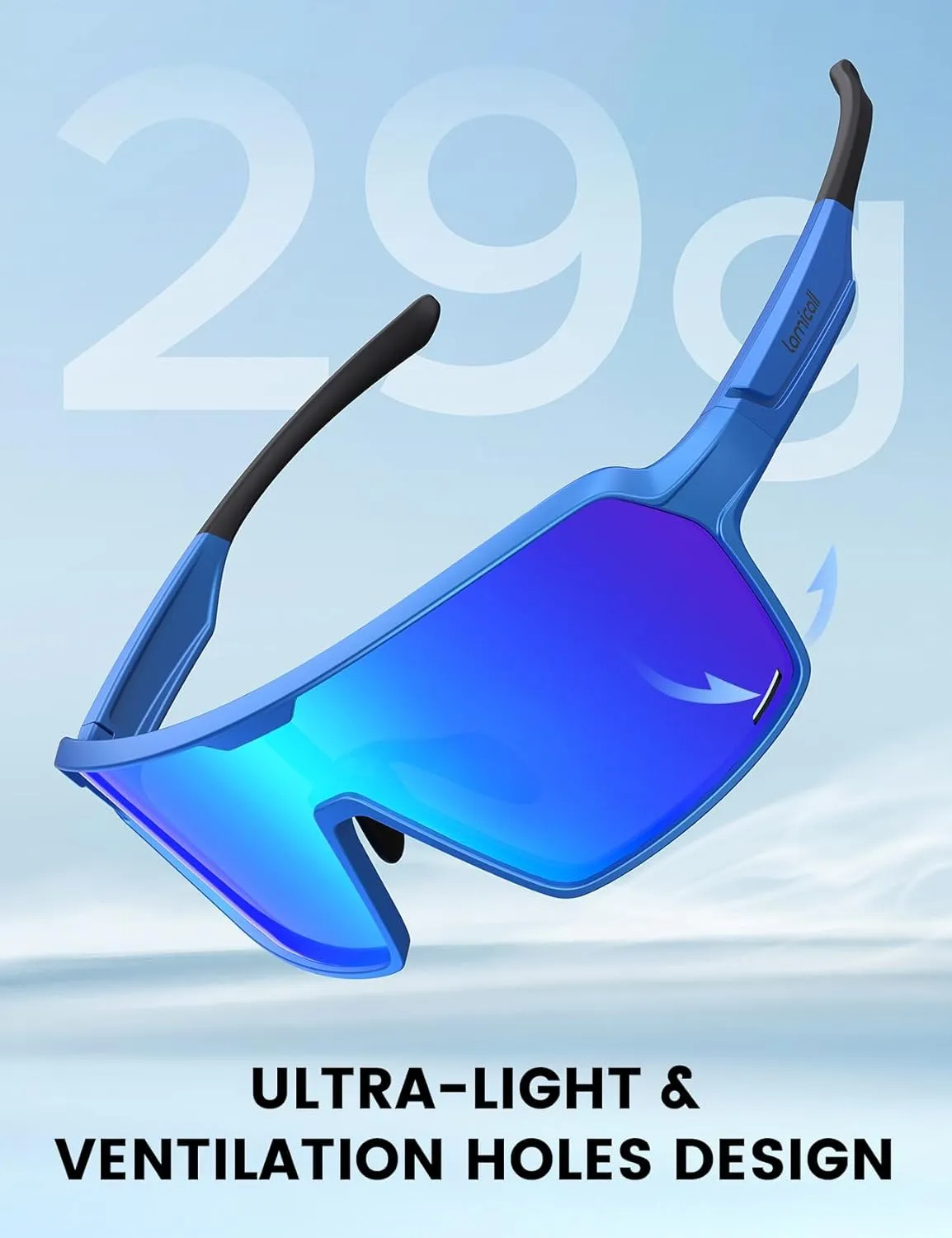 Lamicall Polarized Sports Sunglasses for Men Women, Big Size, UV400 Protection Sun Glasses, Running Cycling Baseball Fishing