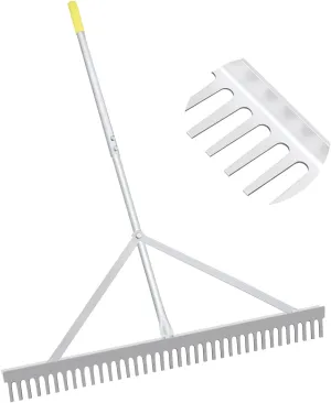 Landscape Rake 36'', Aluminum Rakes with Lightweight 69'' Handle, Landscaping Rake Tool for Lawn Care, Beach