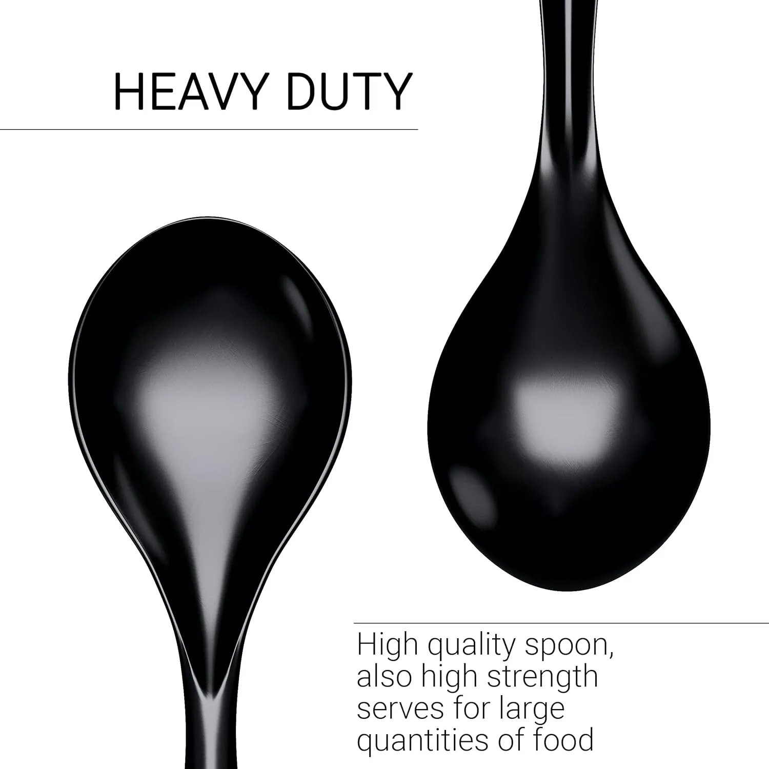 Large Plastic Serving Utensils, 10 inches, Big Heavy Weight Reusable Utensils for Party Buffet Catering, Large Serving Spoons (18, 10 inches black)