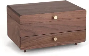 Large Wood Jewelry Box Wooden Velvet Necklace Ring Earring Watch Organizer Jewellery Storage Case