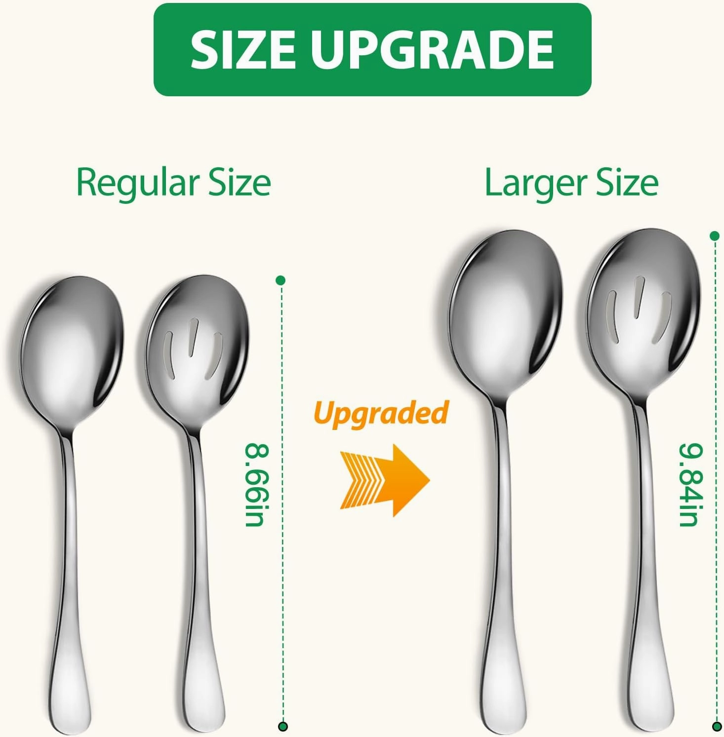 Large Serving Spoons, 6 Pieces Large Stainless Steel Serving Spoons Set Includes 3 Large Serving Spoon,3 Large Slotted Spoons. Serving Spoons for Parties/Buffet, Dishwasher Safe, 10-Inch