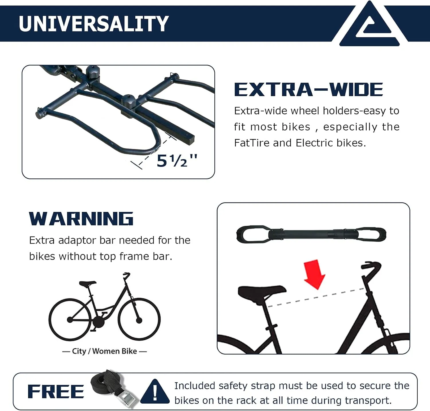 Leader Accessories 2-Bike Platform Style Hitch Mount Bike Rack, Tray Style Bicycle Carrier Racks Foldable Rack for Cars, Trucks, SUV and Minivans with 2" Hitch Receiver