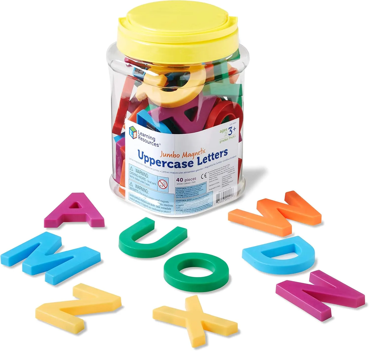 Learning Resources Jumbo Magnetic Uppercase Letters, ABCs, Early Letter Recognition, 40-Pieces, Large Magnetic Letters, Assorted Colors, Ages 3 