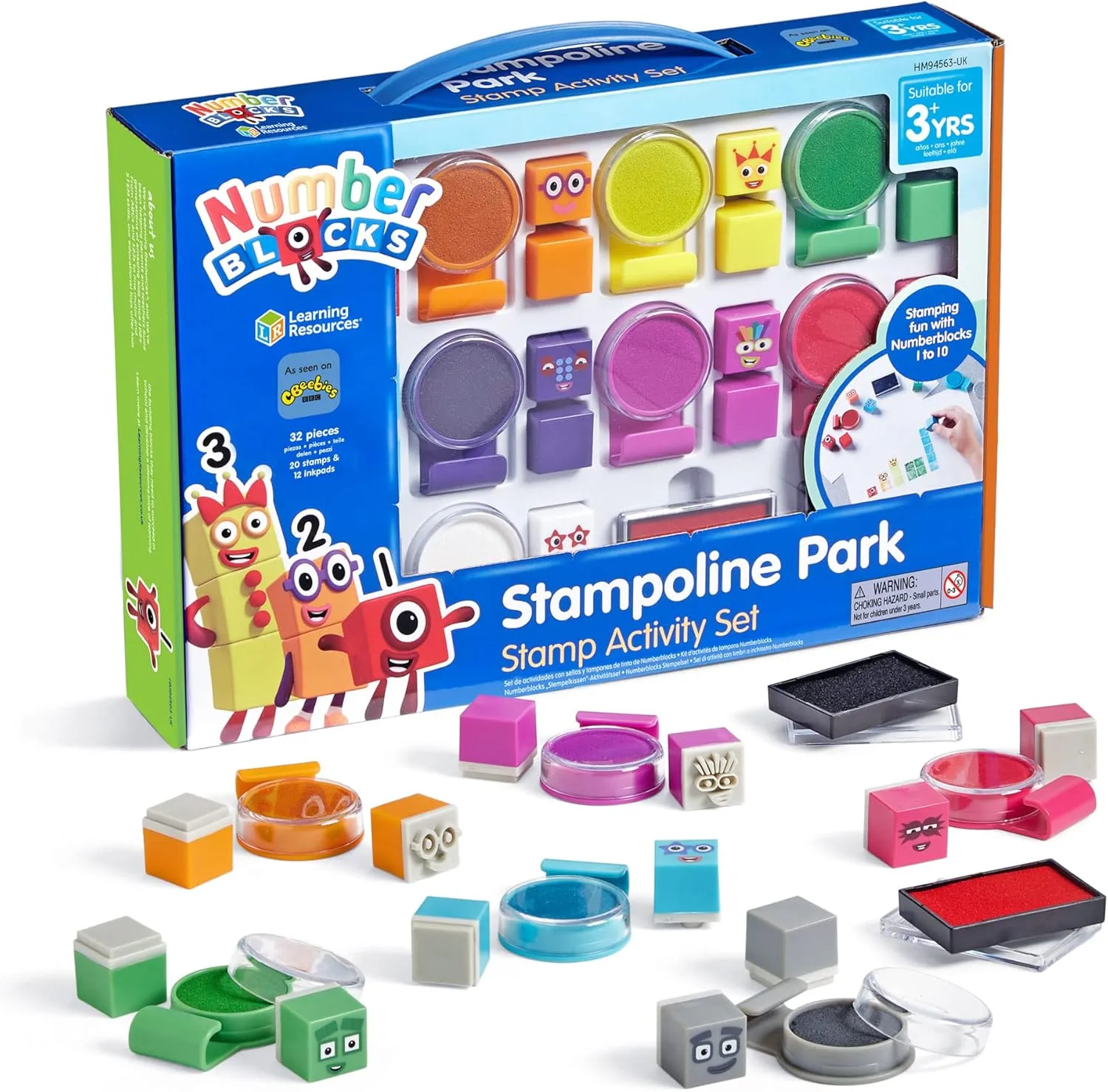 Learning Resources Numberblocks 32Pcs Stamp Set, Reusable Stamps with Washable Inks, Stampoline Park Themed, Arts & Crafts Activity for Kids Aged 3-7 Years Old