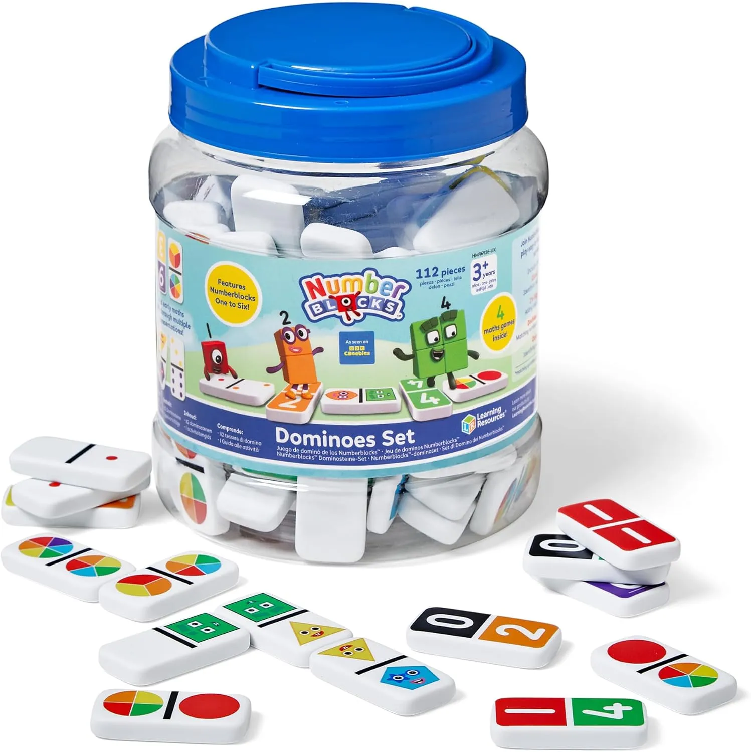 Learning Resources Numberblocks Reusable Dominoes, 112 Dominoes with Storage Box, Educational Toy for Learning Numbers and Shapes, Gift for Boys and Girls from 3 4   Years