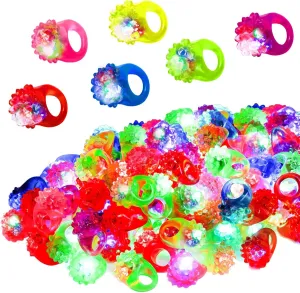 LED Light Up Ring - Colorful Flashing Bumpy Rings Finger Toys Novelty Glow in the Dark Soft Jelly Blinking Rings Party Favors for Adults Kids 3 Years Bachelorette Party Concert Gifts
