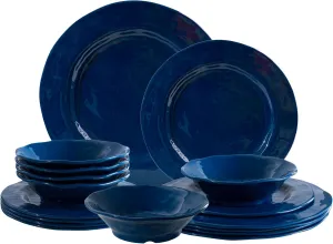 LEHAHA Blue 18-Piece Dinnerware Place Setting, Melamine Dishes for Indoor and Outdoor Dining, BPA Free, Reusable, Lightweight, Dishwasher Safe, Not Microwaveable