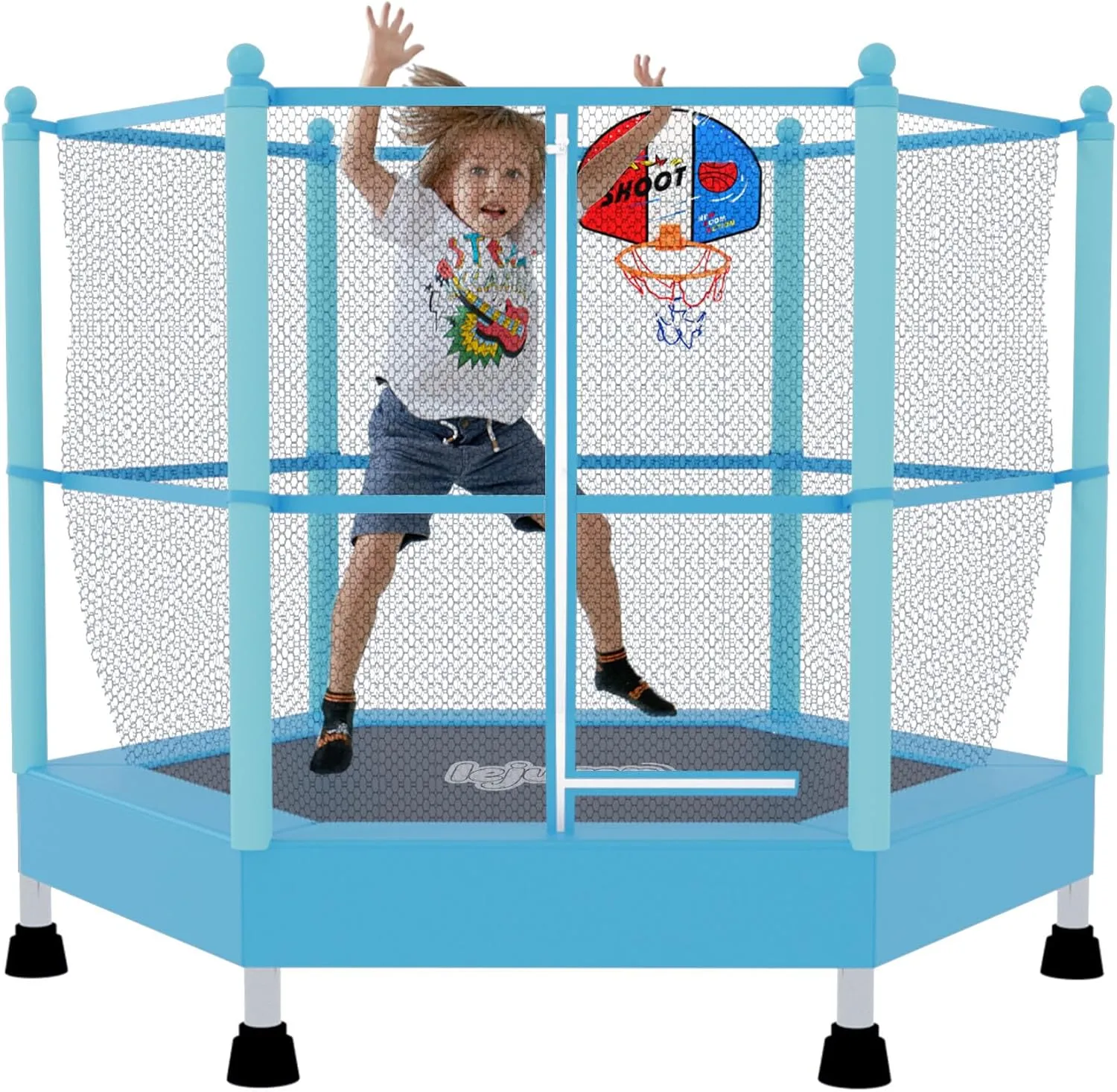 LeJump 55 inches 60 inches Toddler Trampoline for Kids, Small Trampolines with Enclosure Net, Indoor Kids Gifts for Boys & Girls