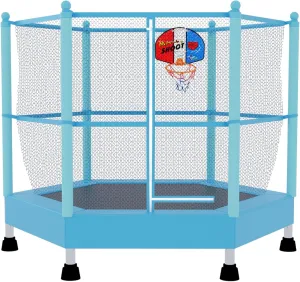 LeJump 55 inches 60 inches Toddler Trampoline for Kids, Small Trampolines with Enclosure Net, Indoor Kids Gifts for Boys & Girls
