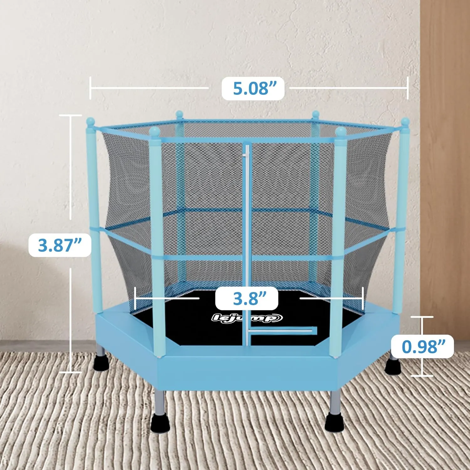 LeJump 55 inches 60 inches Toddler Trampoline for Kids, Small Trampolines with Enclosure Net, Indoor Kids Gifts for Boys & Girls
