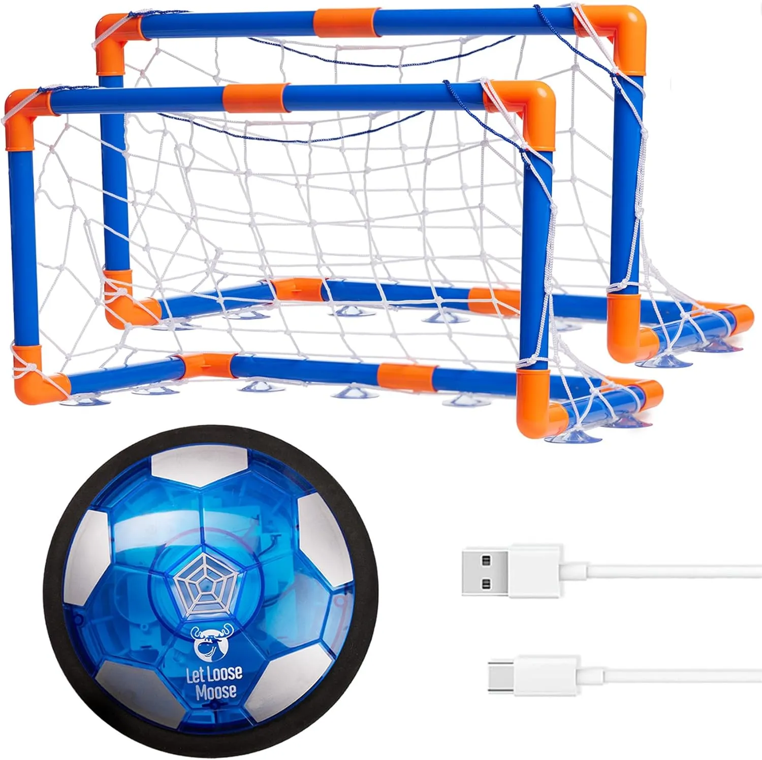 Let Loose Moose Hover Soccer Ball - Boys Birthday Gifts - Indoor Hoover Balls for Kids Age 6, 7, 8, 9, 10, 11, 12 Year Old - Light-Up Toy Game for Kid - 6-8, 8-12 - Rechargeable - with 2 Goals