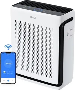 LEVOIT Air Purifier for Home Large Room Up to 1074Ft² with Air Quality Monitor, AHAM VERIFIDE, Smart WiFi, Washable Pre-Filter, HEPA Sleep Mode for Pets, Allergies, Dust, Pollen, Vital 100S-P, White