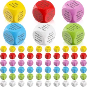 Libima 60 Pcs Wood Conversation Cubes Activity Dice Set Wood Question Dice Social Emotional Learning Activities for Classroom School Counselor Teacher Party Game Supplies Speech Therapy Toys