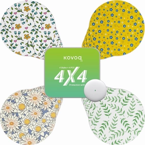 Libre 2 & Lingo Sensor Covers Floral, Kovoq 16 Pack Freestyle Libre 2 Sensor Patches, Reusable Protecive Hard Shell Cover, Colorful, Waterproof & Sweatproof, for Women Girls,Tin Light Floral