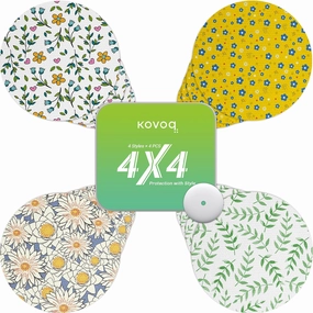 Libre 3 & Plus Sensor Covers Flowers, 16 Pack Freestyle Libre 3 Sensor Patches with Protecive Hard Shell Cap, Patterned, Colorful Sweatproof Adhesive Protector for Women Girls, Tin Light Floral