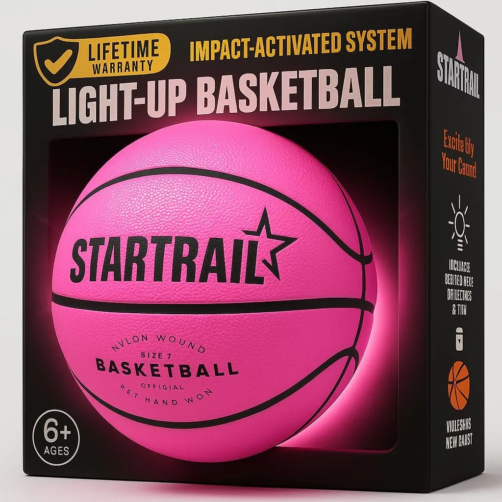 Light Up Basketball | Glow in The Dark Basketball | LED Basketball Size 7 | Glowing Basketball Ball | Lighted Basketball | Coolest Things for Boys & Girls | Toys for 10 Year Old Kids