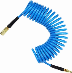 Lightweight Air Compressor Hose 1/4" Polyurethane Recoil Air Hose With Bend Restrictors Flexible And Kink