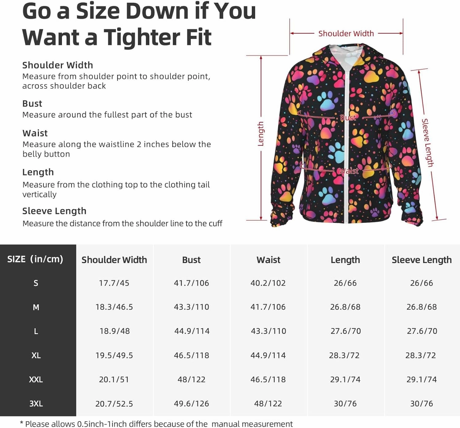 Lightweight UV Protection Sun Jacket, Colorful Paw Print Sportswear Hooded Sunblock Shirt for Outdoor