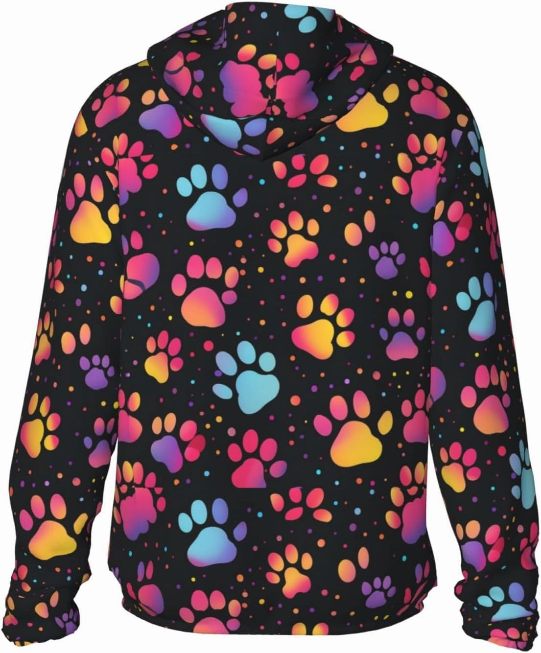 Lightweight UV Protection Sun Jacket, Colorful Paw Print Sportswear Hooded Sunblock Shirt for Outdoor