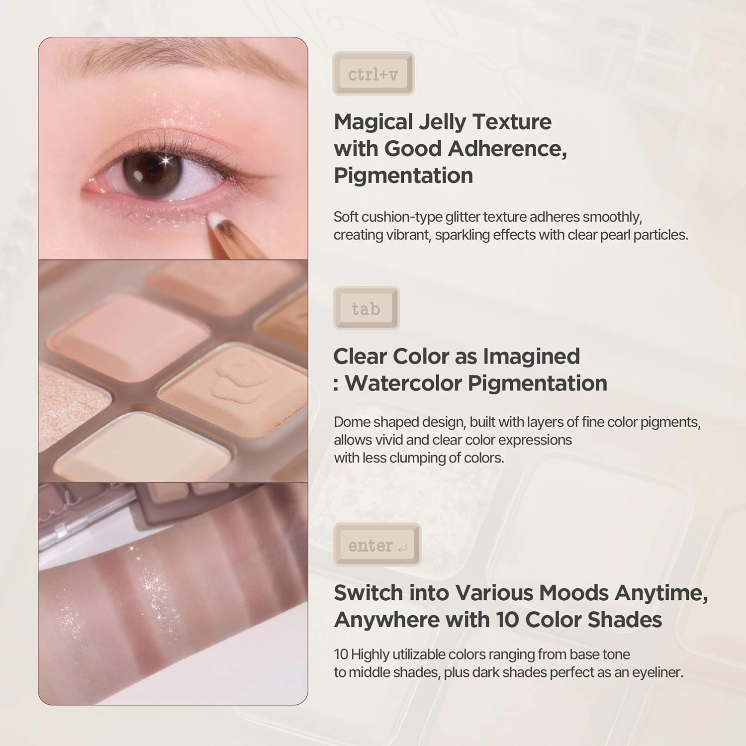 LILYBYRED Mood keyboard eyeshadow palette | Soft neutral ash color, Long-Wearing, glitter, Clear watercolor | Palette With Easy Color Matching For All | K-beauty (02#Ash Mauve)