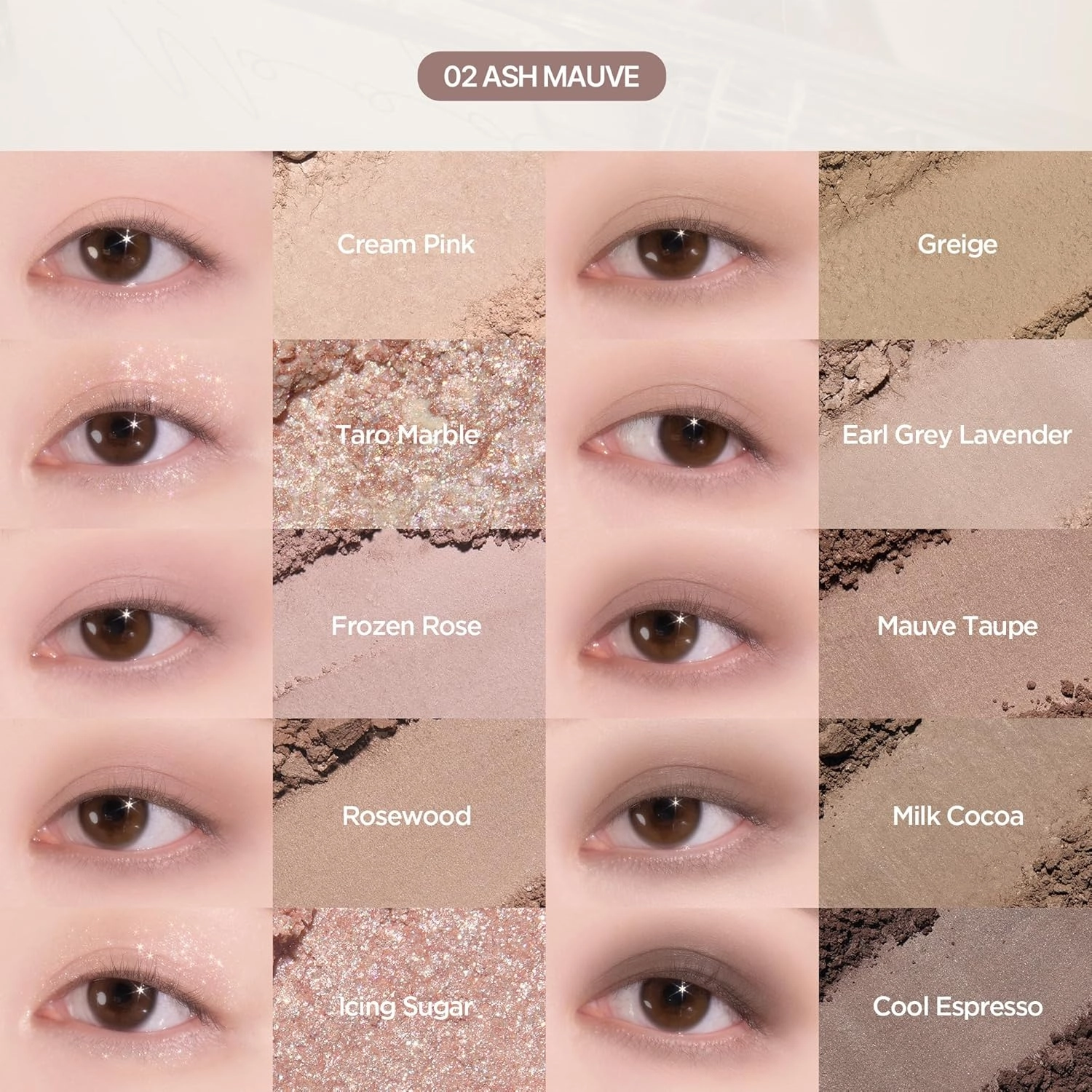 LILYBYRED Mood keyboard eyeshadow palette | Soft neutral ash color, Long-Wearing, glitter, Clear watercolor | Palette With Easy Color Matching For All | K-beauty (02#Ash Mauve)