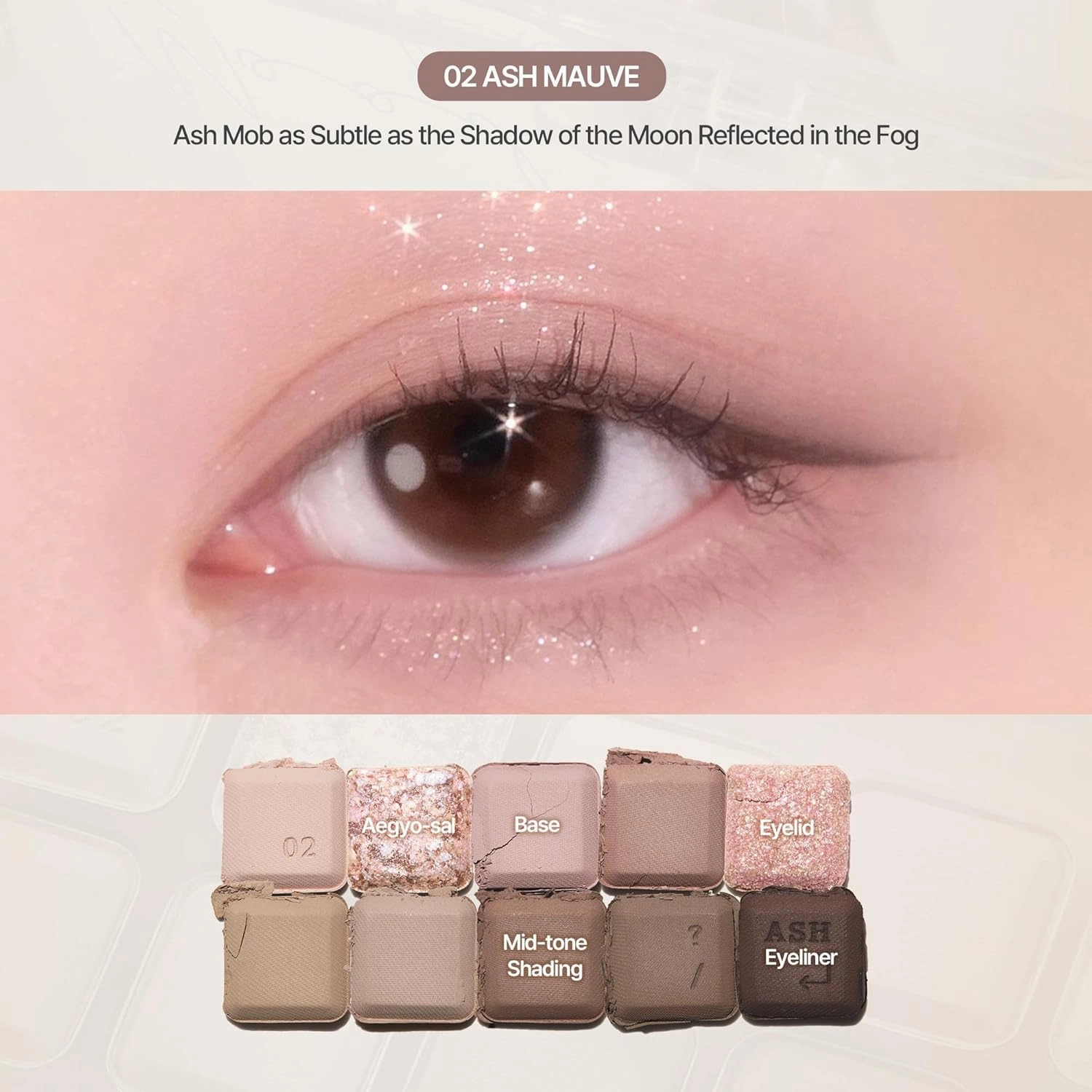 LILYBYRED Mood keyboard eyeshadow palette | Soft neutral ash color, Long-Wearing, glitter, Clear watercolor | Palette With Easy Color Matching For All | K-beauty (02#Ash Mauve)