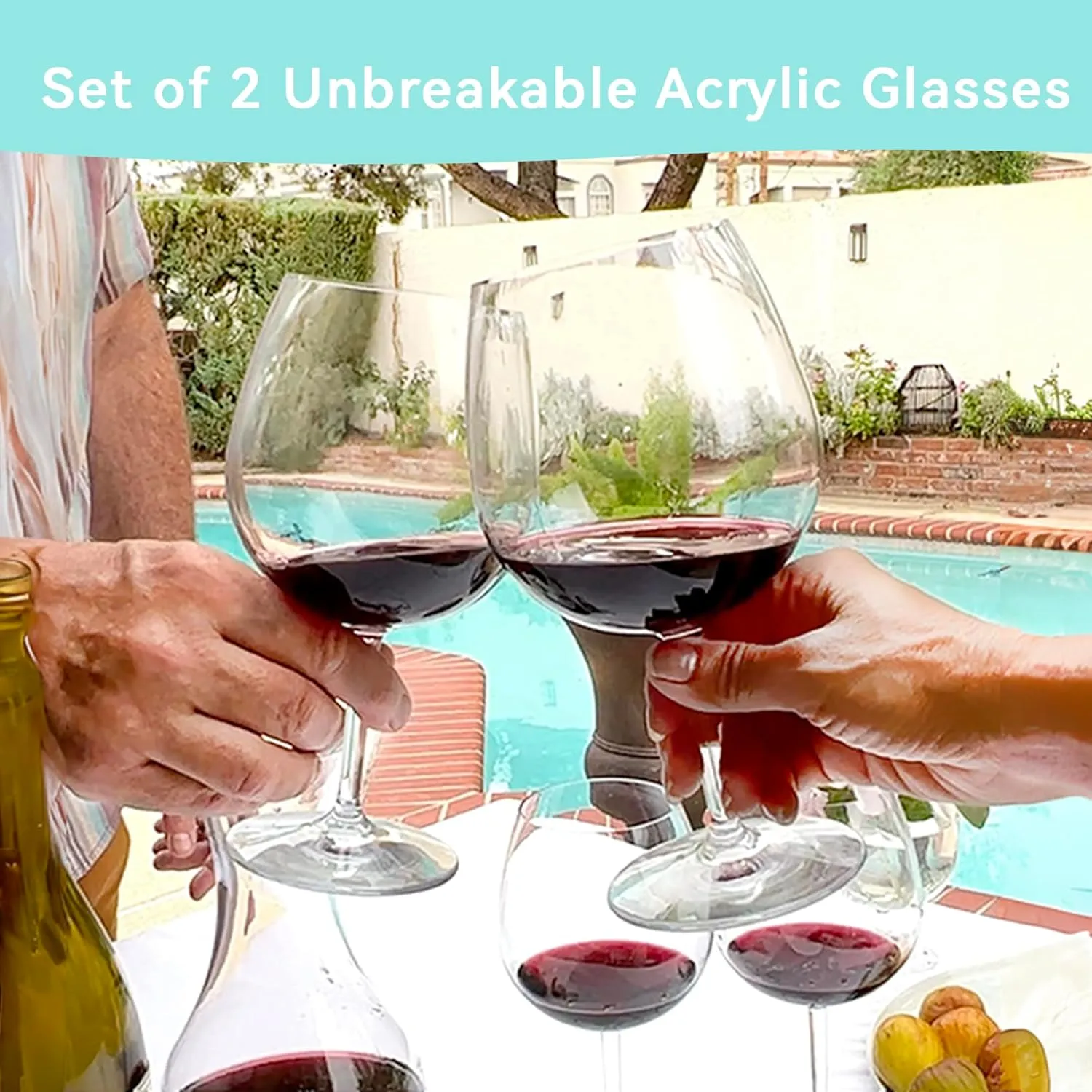 Lily's Home Unbreakable Red Wine Glasses, Made of Shatterproof Tritan Plastic and Ideal for Indoor and Outdoor Use, Reusable (22oz each, Set of 4)
