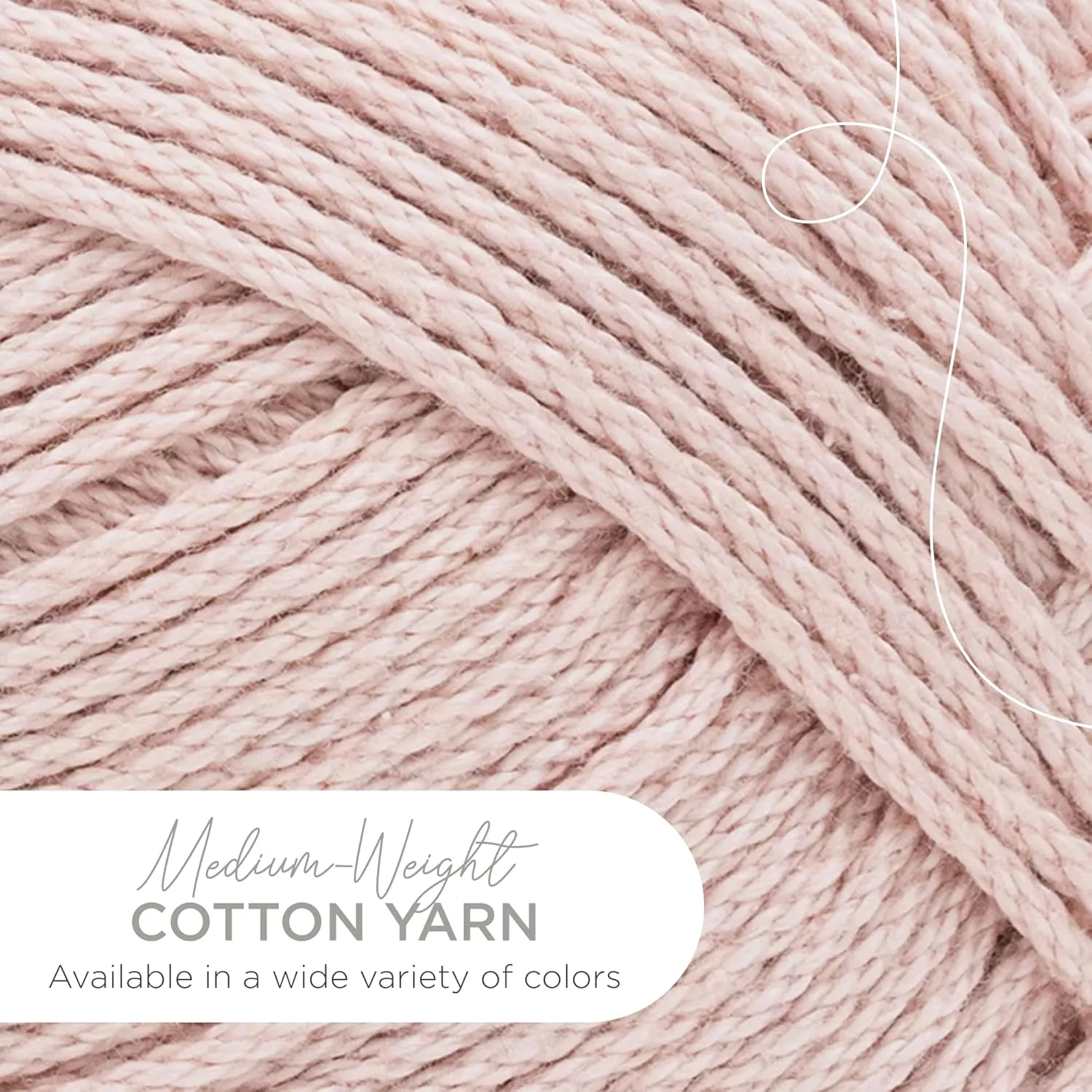 Lion Brand Yarn Lightweight 24/7 Cotton Yarn for Knitting, Crocheting, and Crafts, Beechnut, 3 Pack