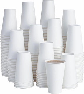 LITOPAK 210 Pack 16 oz Disposable Paper Coffee Cup, Hot/Cold Beverage Drinking Cups for Water, White Paper Hot Coffee Cups, Suitable for Party, Picnic, Travel, and Events