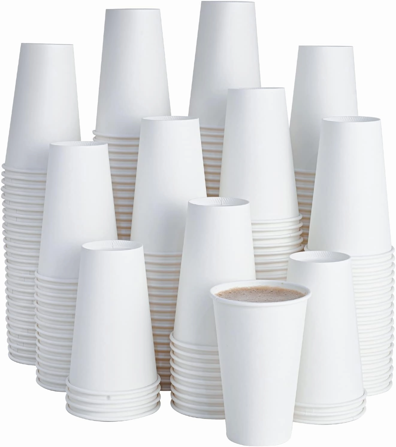 LITOPAK 210 Pack 16 oz Disposable Paper Coffee Cup, Hot/Cold Beverage Drinking Cups for Water, White Paper Hot Coffee Cups, Suitable for Party, Picnic, Travel, and Events