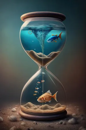 Little Fish in The Hourglass - 500 Pieces High Difficulty Wooden Jigsaw Puzzle - Family Entertainment Leisure Fun Interactive, Relaxing Holiday Puzzles & Modern Summer Home Decor