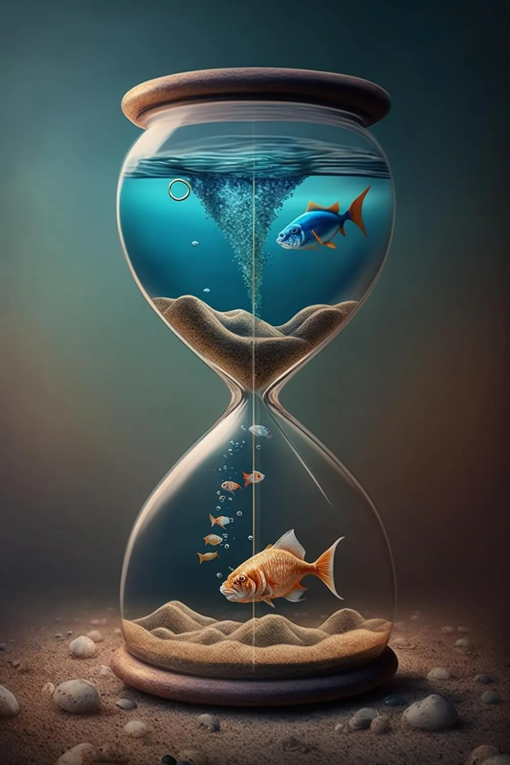 Little Fish in The Hourglass - 500 Pieces High Difficulty Wooden Jigsaw Puzzle - Family Entertainment Leisure Fun Interactive, Relaxing Holiday Puzzles & Modern Summer Home Decor