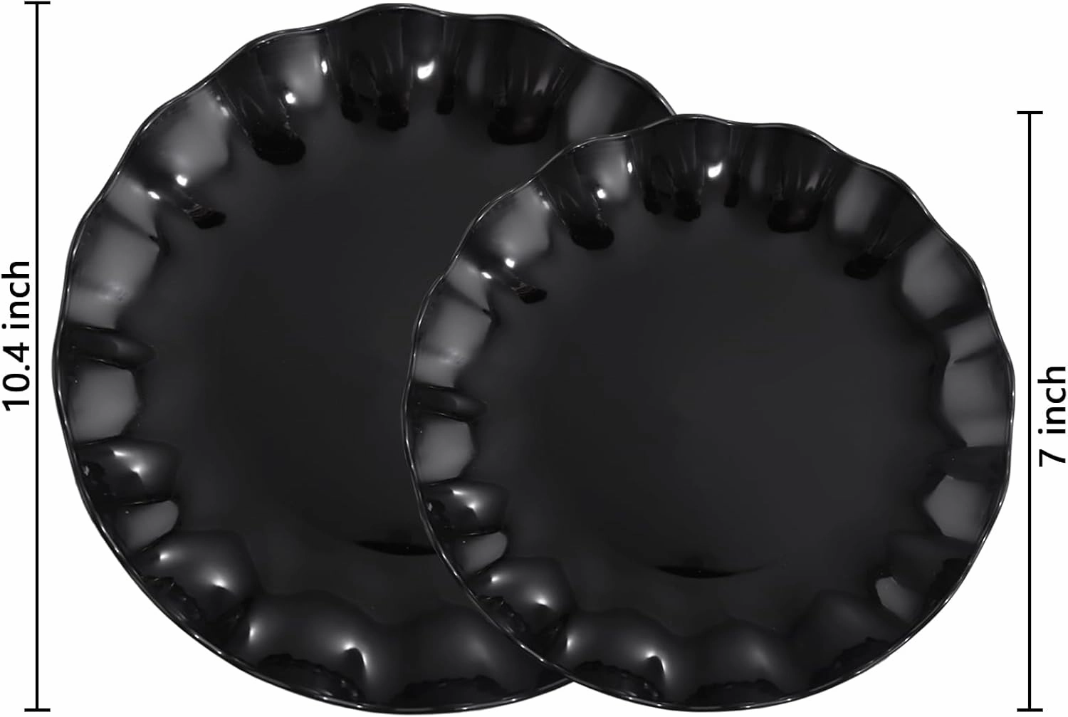 LIYH 24 Pcs Black Reusable Plastic Plates – Unbreakable Camper Dishes, Dishwasher Safe Dinner Plate Dessert Plates, Scalloped Design - Ideal for Parties, Picnics 12Guests