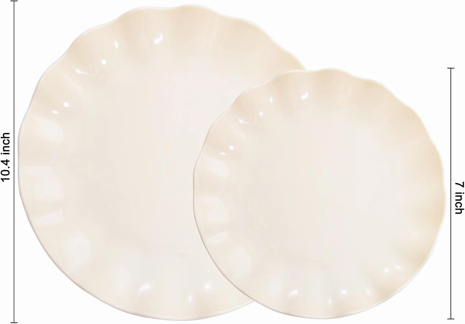 LIYH 24pcs Plastic Plates Reusable,Unbreakable Dinner Plates, Scalloped Plastic Plates, Dishwasher Safe,Ivory Plate Sets Perfect for Parties, Birthday, Picnics, BPA Free(12Guests)