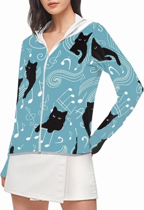 Long Sleeve Uv Protection Shirts Women Casual Loose Full Zip Hiking Running Athletic Hoodie Jacket with Pockets