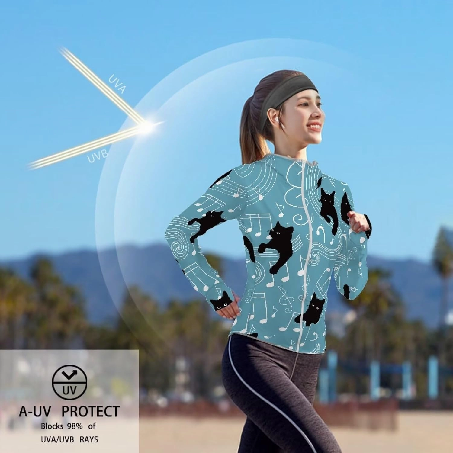 Long Sleeve Uv Protection Shirts Women Casual Loose Full Zip Hiking Running Athletic Hoodie Jacket with Pockets