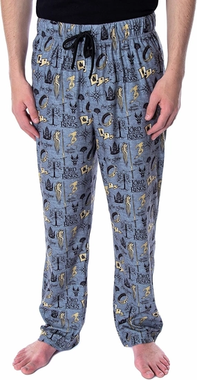 Lord of the Rings Men's Allover Pattern Adult Sleepwear Lounge Bottoms Pajama Pants