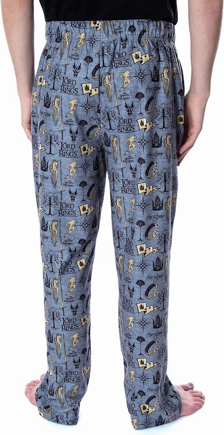 Lord of the Rings Men's Allover Pattern Adult Sleepwear Lounge Bottoms Pajama Pants