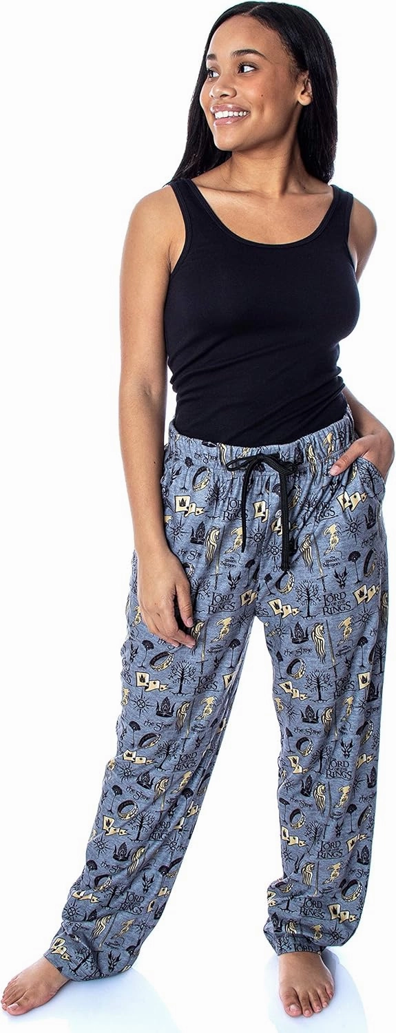 Lord of the Rings Men's Allover Pattern Adult Sleepwear Lounge Bottoms Pajama Pants